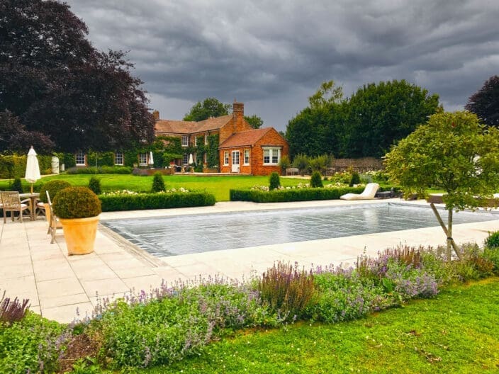 swimming pool cover closed in a residential home