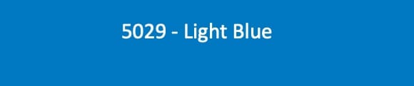 Rectangular color swatch displays a solid medium-blue panel centered on a white background, labeled with white text reading 5029 - Light Blue.