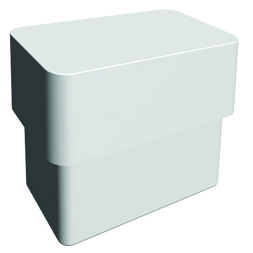 A smooth light gray rectangular block with rounded edges, appearing as two stacked tiers, the upper tier slightly overhangs the lower, casting soft shadows on a plain white background.
