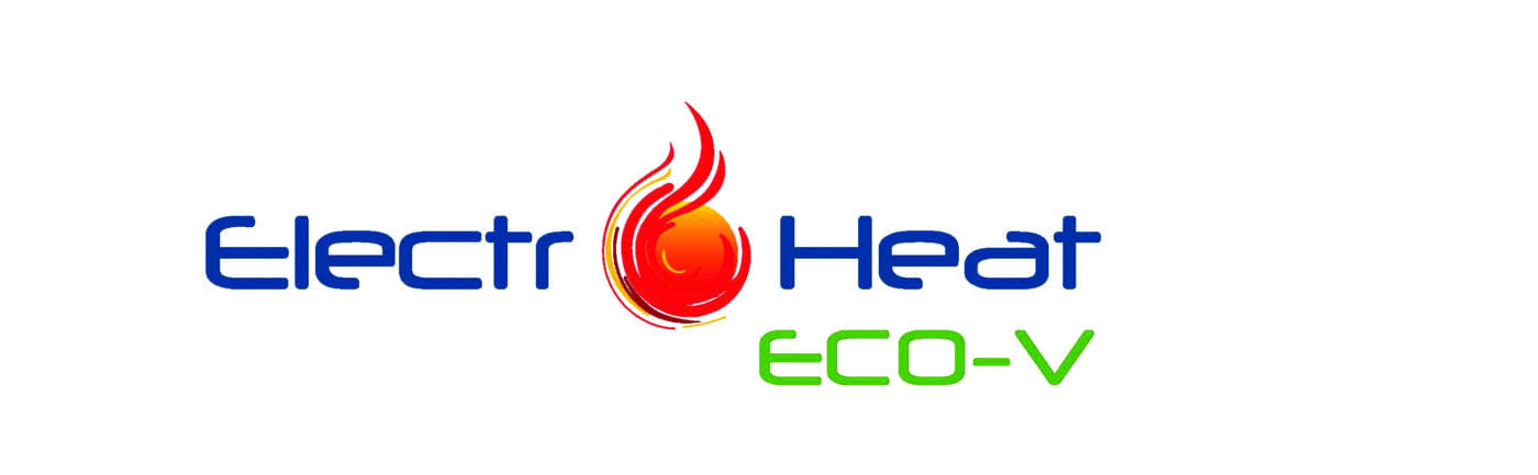 Blue words Electr and Heat flank a stylized red-orange flame symbol, with green ECO-V beneath; text reads Electr Heat ECO-V, all set against a plain white background.